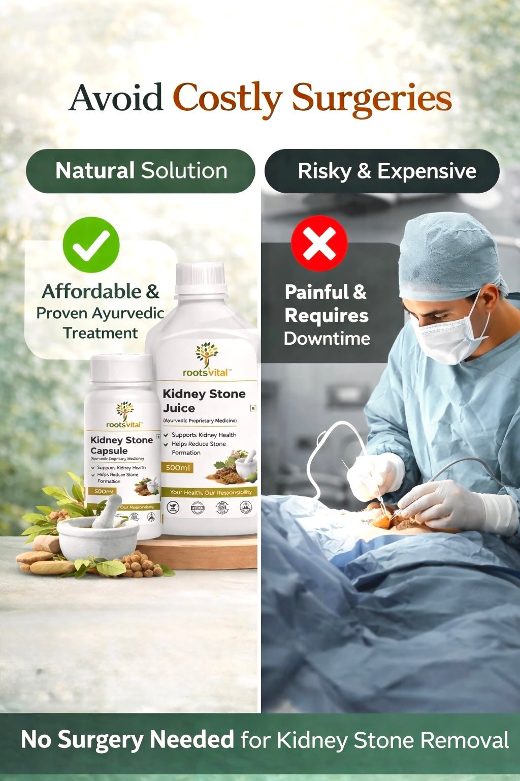 Kidney Stone Care Combo (Capsules + Juice) - Rootsvital